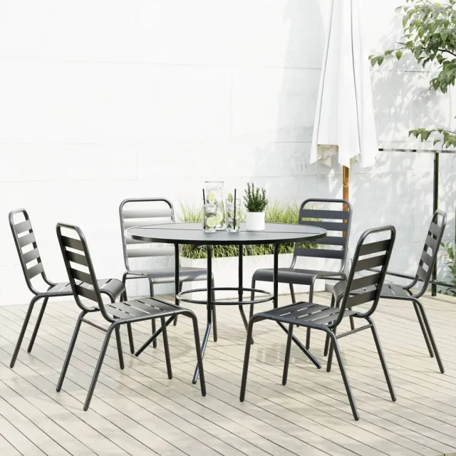 vidaXL 7-delige Tuinset stapelbaar gepoedercoat staal antracietkleur, foto 2