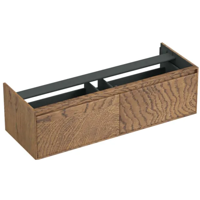 Forzalaqua Onderkast Forzalaqua Reno 140x51x40 Cm 2 Lades Softclose Eiken Castle Brown Bruin