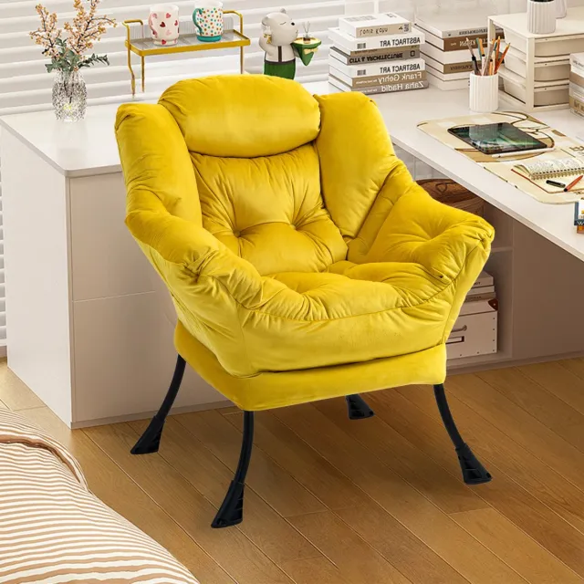 MODFU Fauteuil - Metaal - Velvet - Geel - Effen