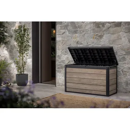 Keter Kussenbox Signature Ashwood - Houtlook - Bruin - 757l - 151,7x72,5x90cm, foto 5