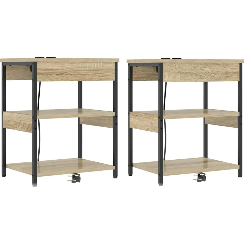 vidaXL Nachtkastje 2 st Sonoma Eiken 41 x 31 x 51 cm Bewerkt hout Bruin
