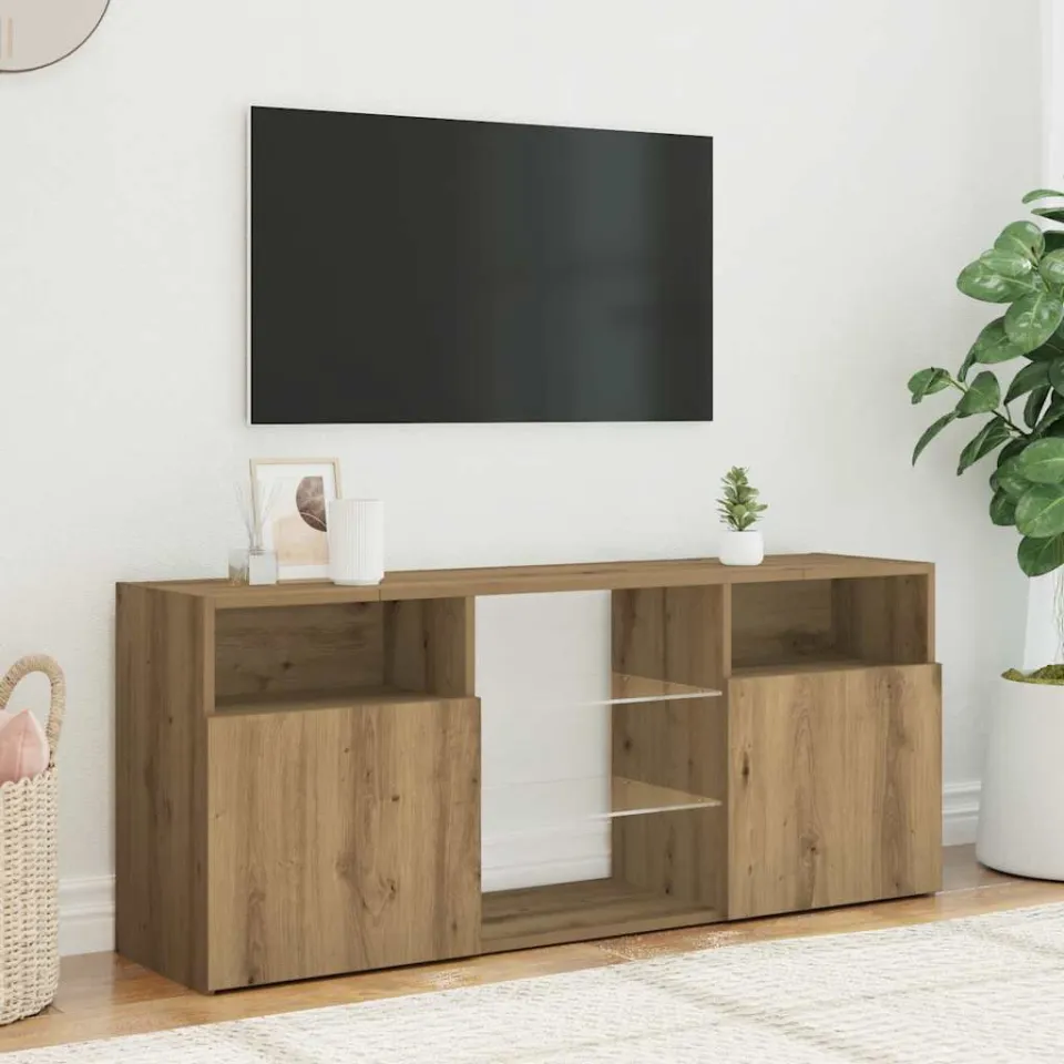 vidaXL Tv-meubel met LED 120x30x50 cm bewerkt hout artisanaal eiken, foto 3