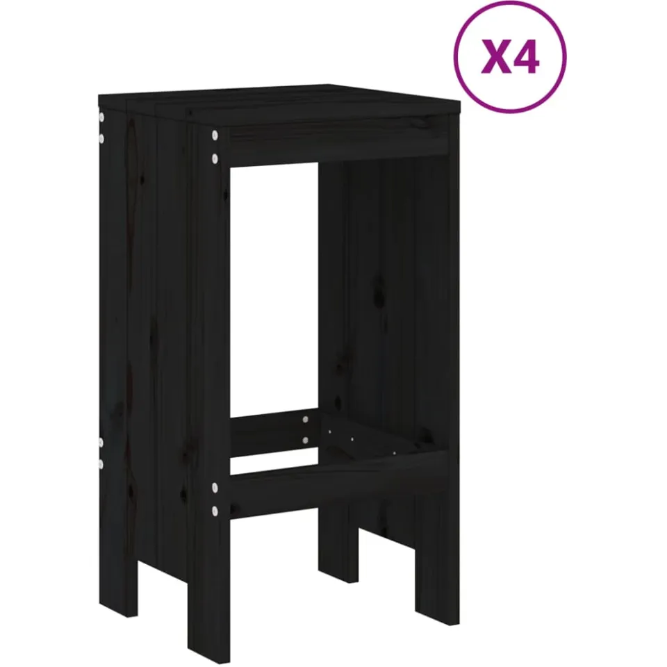 vidaXL 5-delige Barset massief grenenhout zwart