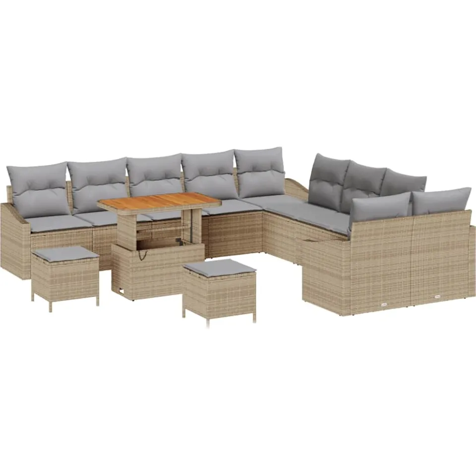 vidaXL Tuinbankenset 13 st Beige poly rattan