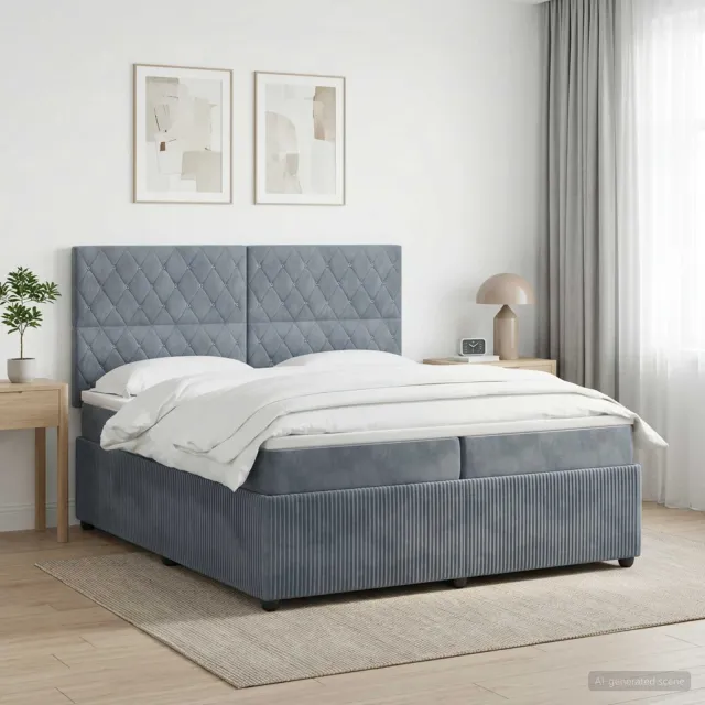vidaXL Boxspringbed met matras Donkergrijs 200 x 200 cm Fluweel