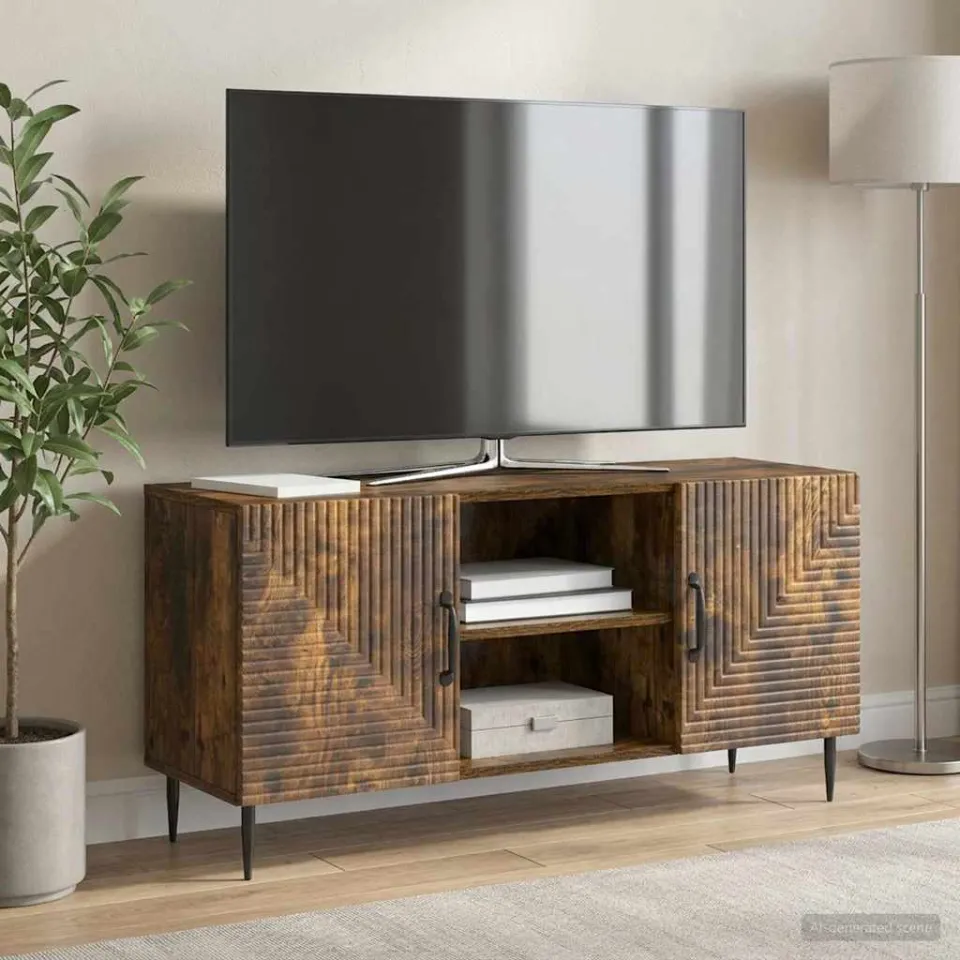 vidaXL Tv-meubel 102 x 34,5 x 50 cm Gerookt eiken Bewerkt hout, foto 4