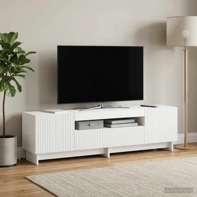 vidaXL LED tv-meubel EDE 153 x 35 x 43 cm Wit Bewerkt hout