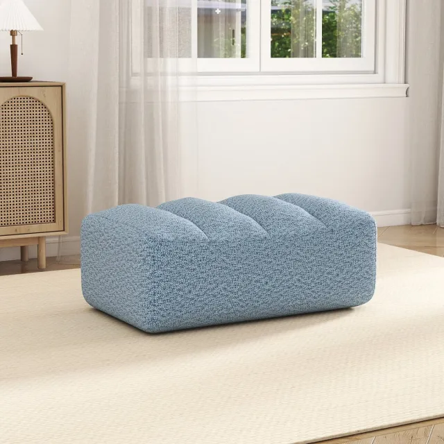 MIVRAY Voetenbankje – 104 x 61 x 45 cm – Zachte Gestoffeerde Bekleding – Stof – Blauw – Ergonomische Beensteun Voor Woonkamer – Voorgemonteerd Blue