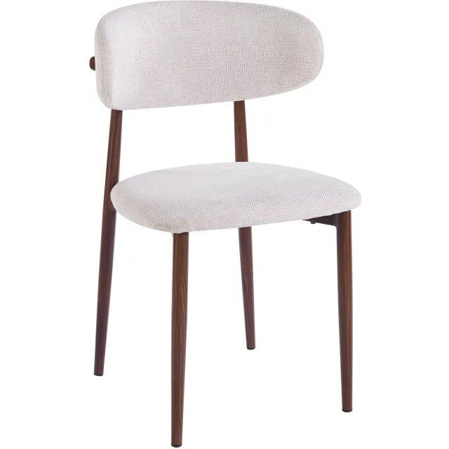 Lizzely Garden & Living Eetkamerstoel Japandi Reika beige walnoot poten japanse stijl eetstoel zetel