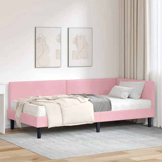 vidaXL Hoekbedframe met Matras 2 st Roze 80 x 200 cm Fluweel