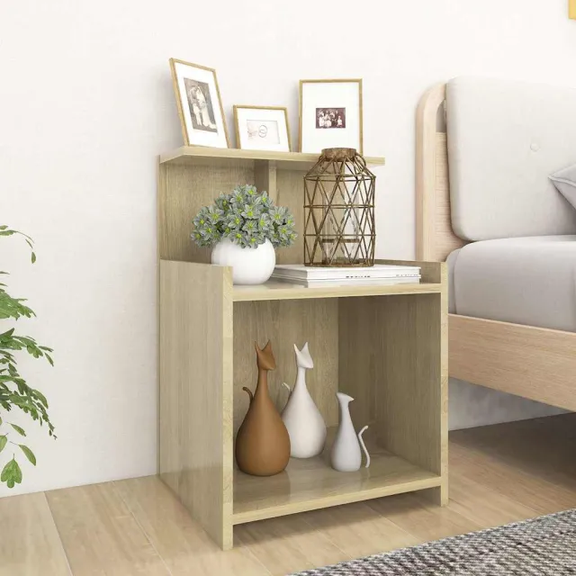 vidaXL Nachtkastjes 2 st 40x35x60 cm bewerkt hout sonoma eikenkleurig Bruin