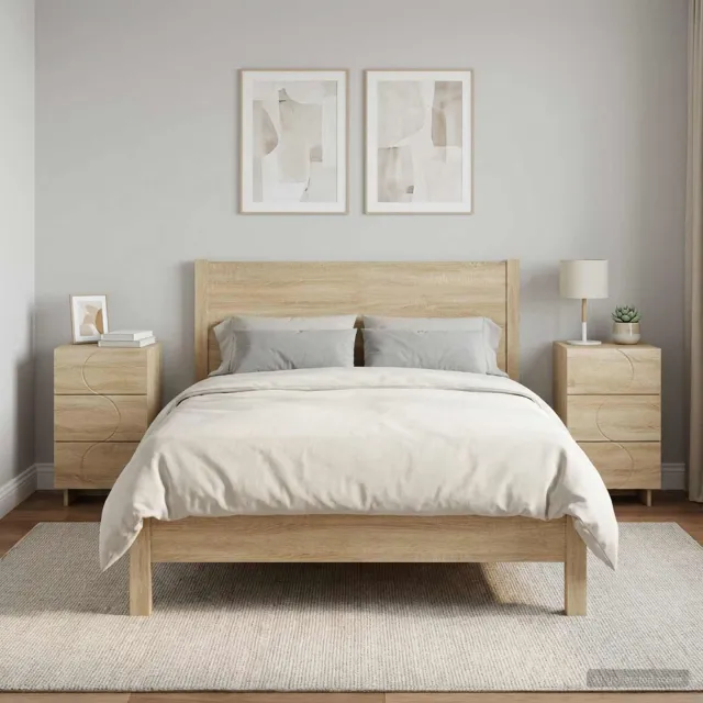 vidaXL Nachtkastje 2 st Sonoma Eiken 33,5 x 34,5 x 60 cm Bewerkt hout, foto 2