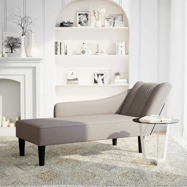 vidaXL Chaise longue met rechterarmleuning stof taupe