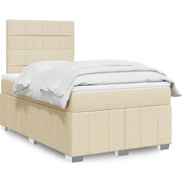 vidaXL Boxspring met matras stof crèmekleurig 120x190 cm