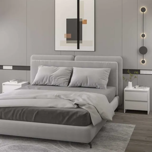 vidaXL Nachtkastjes 2 st 45x34,5x44,5 cm bewerkt hout wit, foto 2