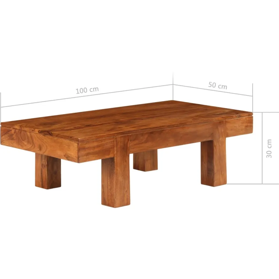 vidaXL Salontafel 100x50x30 cm massief acaciahout met honingafwerking bruin, foto 2