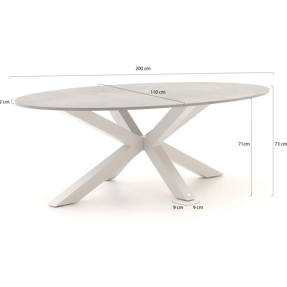 Bellagio tuinmeubelen Bellagio Induno Ellips dining tuintafel 200x110cm wit, foto 2
