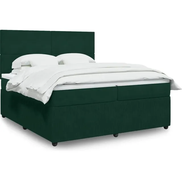vidaXL Boxspring met matras fluweel donkergroen 200x200 cm groen