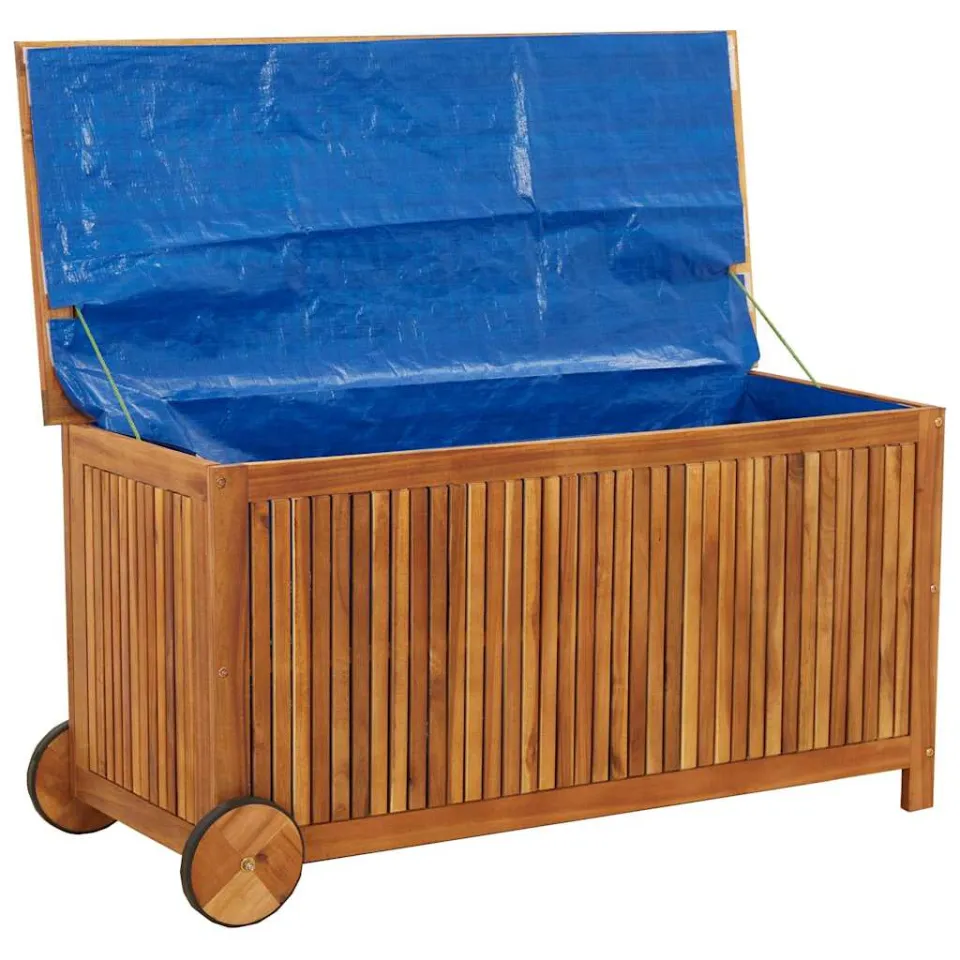 vidaXL Tuinbox met wieltjes 113x50x58 cm massief acaciahout bruin, foto 4