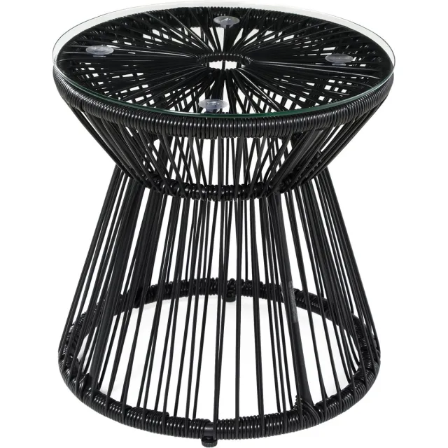 Killogood Tuintafel in boho-stijl - weerbestendig - PE rotan - 40 cm x 40 cm x 42 cm - zwart