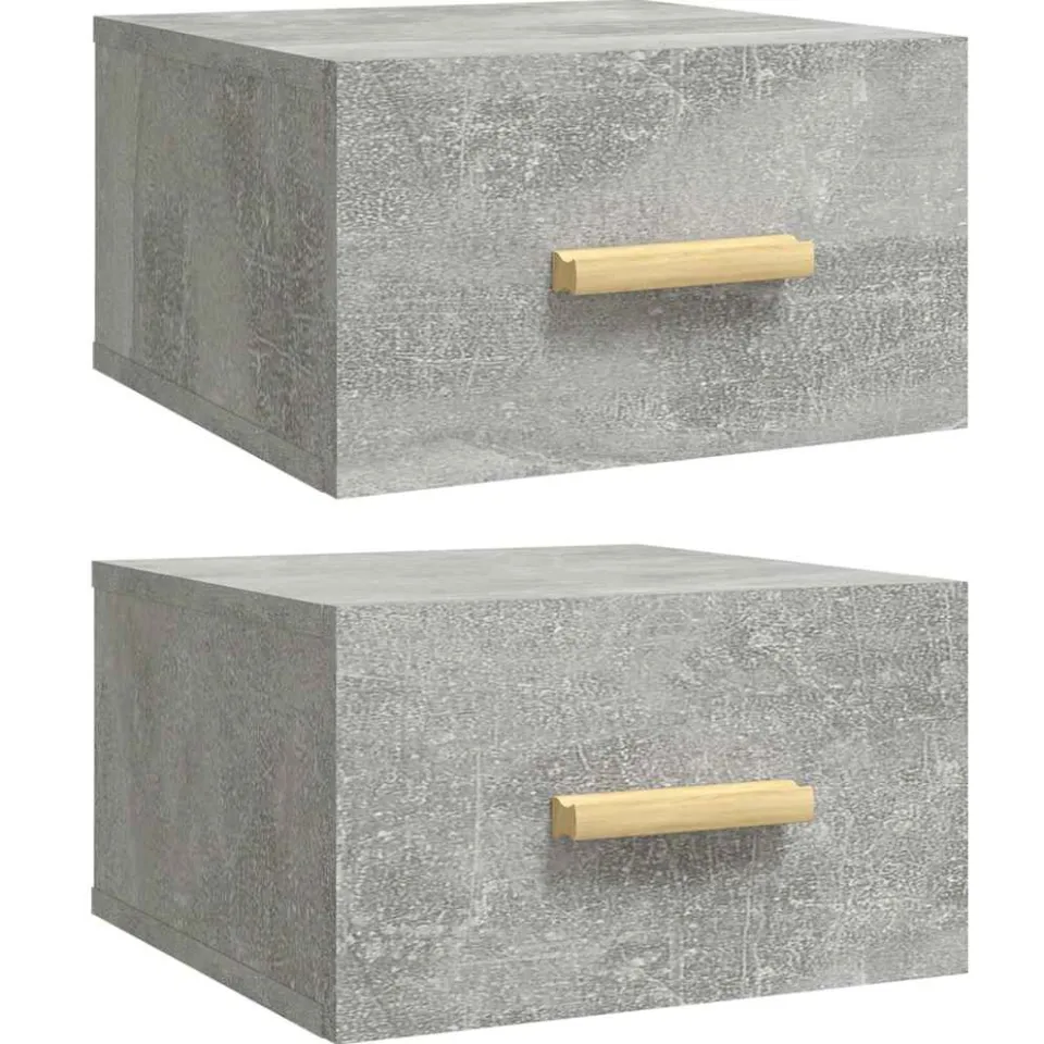 vidaXL Nachtkastjes 2 st wandgemonteerd 35x35x20 cm betongrijs