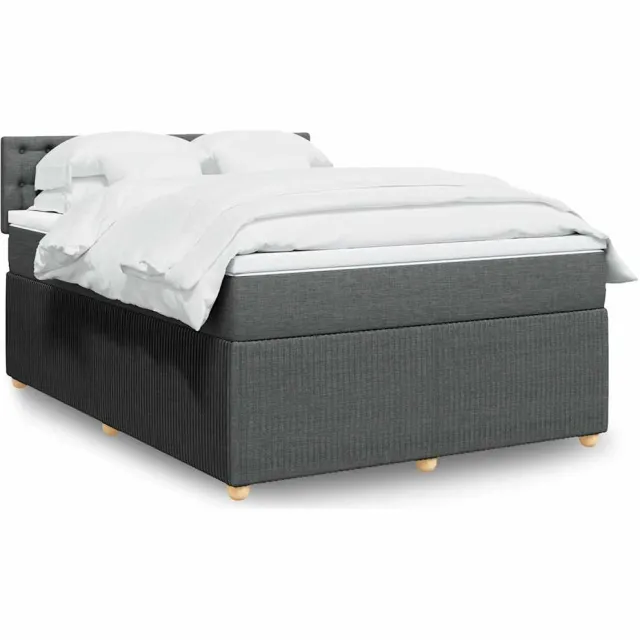 vidaXL Boxspring met matras stof donkergrijs 160x200 cm grijs