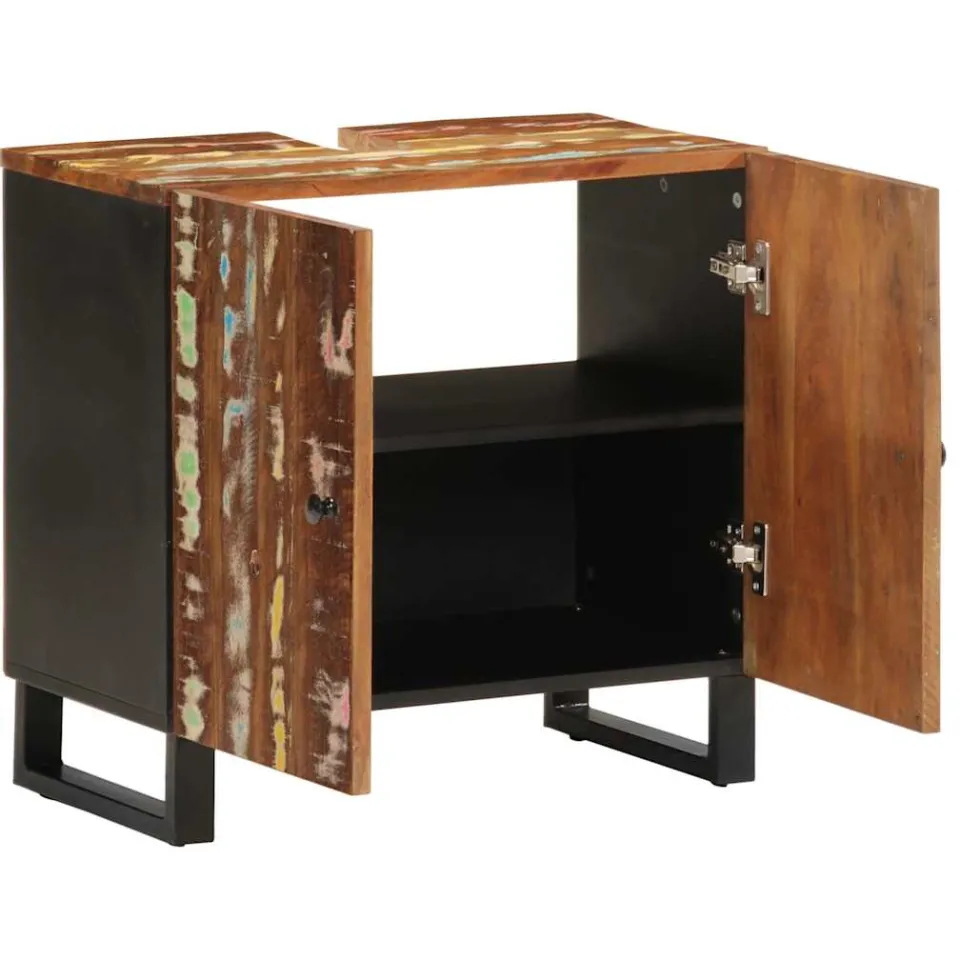 vidaXL Wastafelkast 62x33x58 cm massief recycled hout en bewerkt hout meerkleurig, foto 3