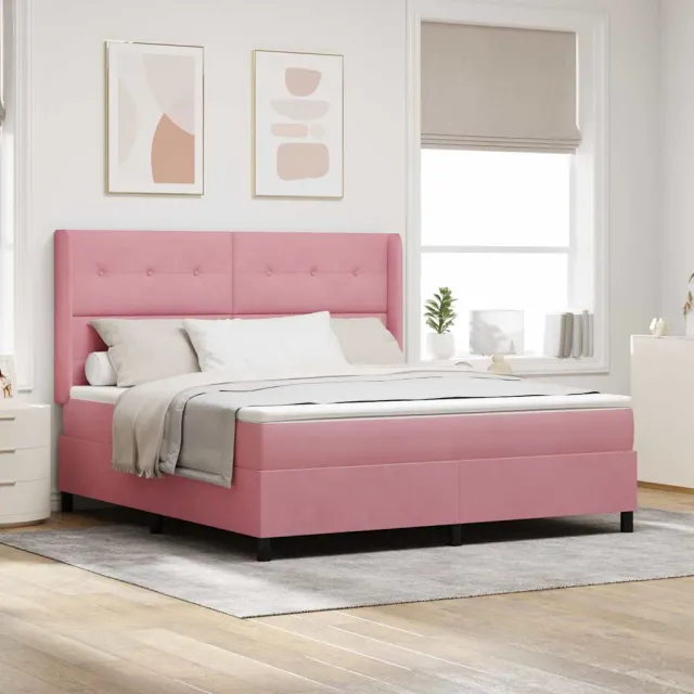 vidaXL Boxspringbed met hoofdeinde Roze 180 x 200 cm Fluweel