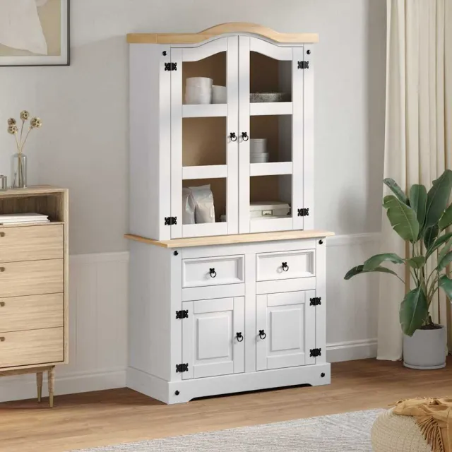vidaXL Dressoir CORONA Wit 100 x 48,5 x 179 cm Massief grenenhout, foto 2