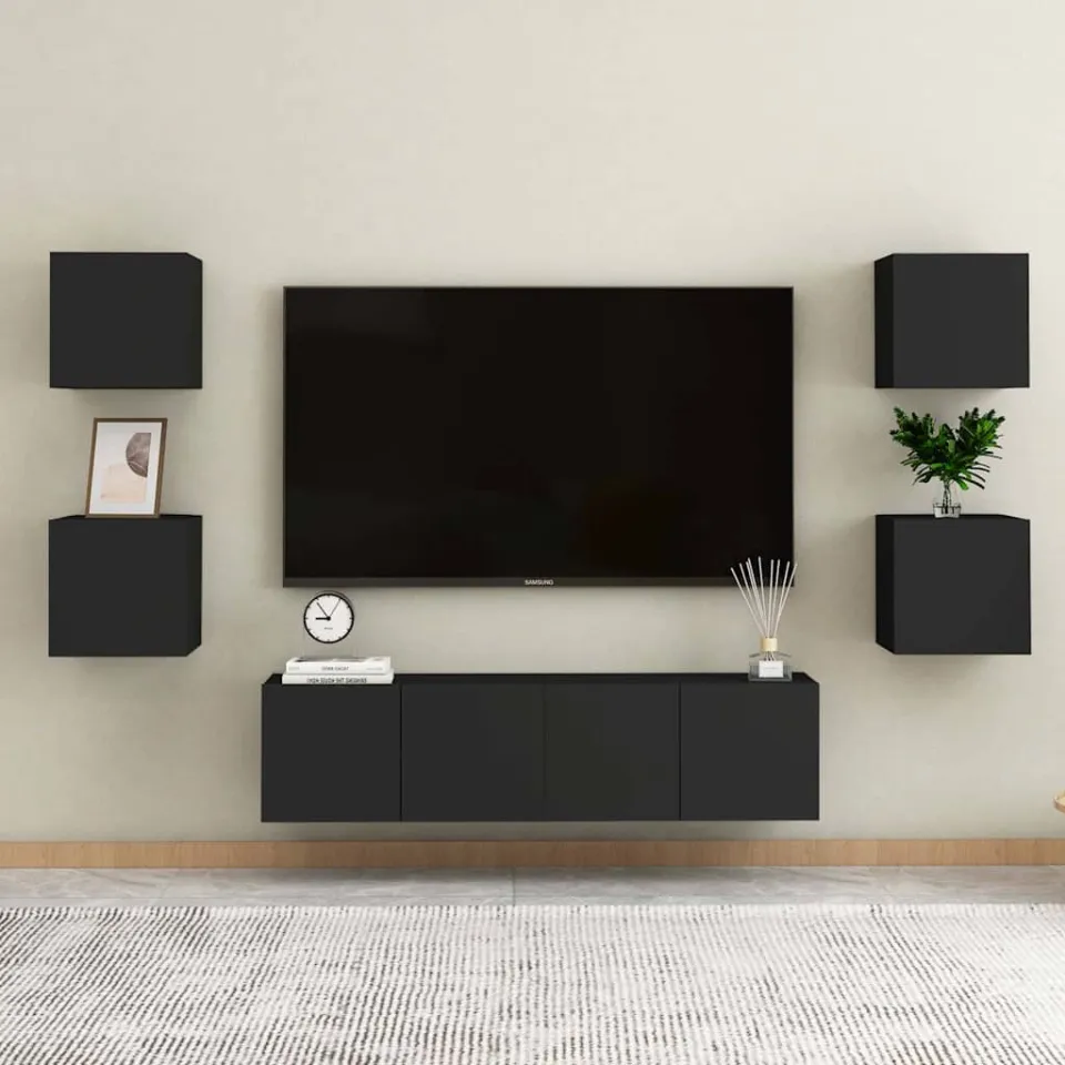 vidaXL Nachtkastjes 2 st 30,5x30x30 cm bewerkt hout zwart, foto 3