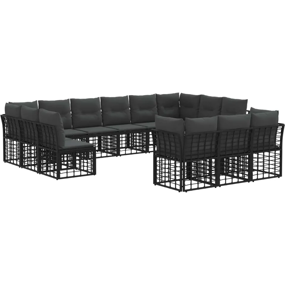 vidaXL Buiten bankenset Zwart en Donkergrijs Polyester, foto 3