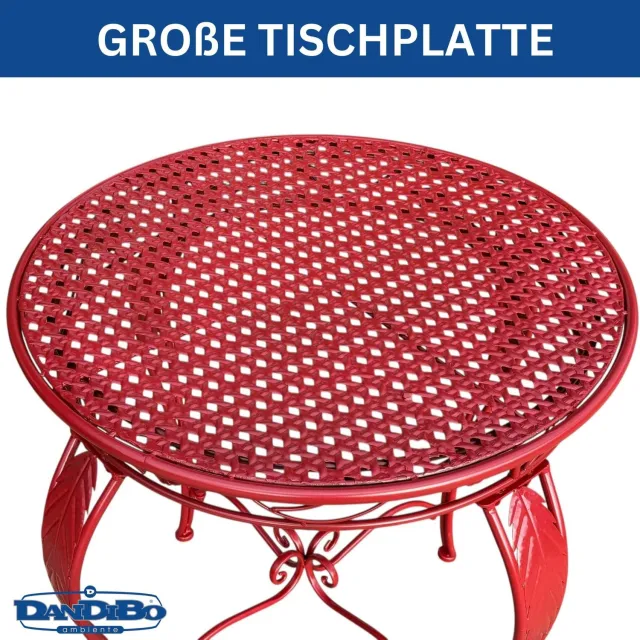 ‎DanDiBo DanDiBo Rosso Bistrotafel rond - Antiek rood metaal - Diameter 70 cm