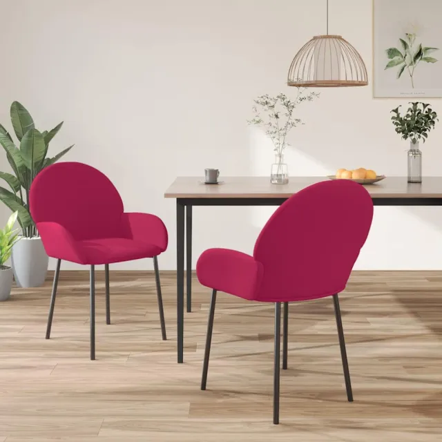 vidaXL Eetkamerstoelen 2 st fluweel wijnrood, foto 2