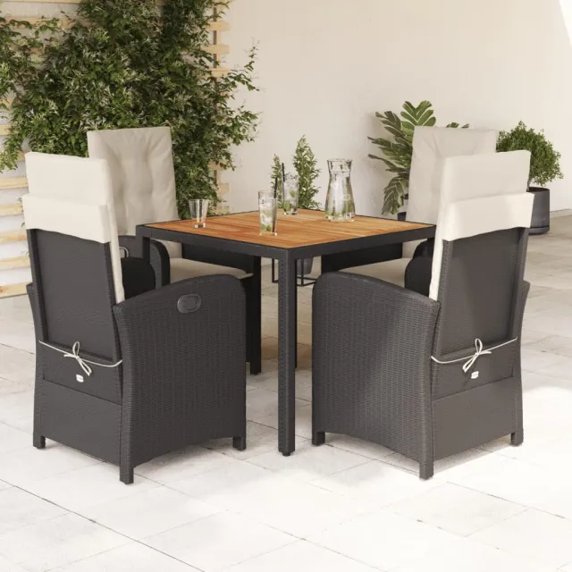 vidaXL 5-delige Tuinset met kussens poly rattan zwart, foto 2