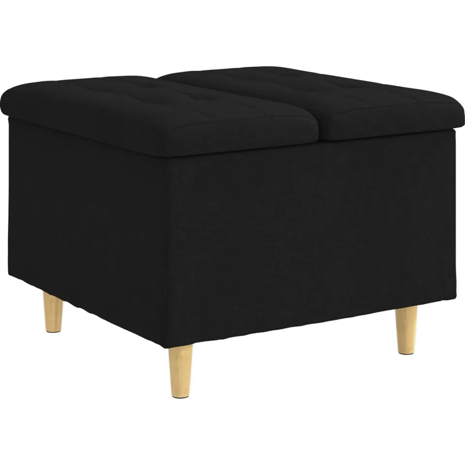 vidaXL Ottoman met Opbergruimte Zwart 60 x 60 x 45 cm Stof, foto 3
