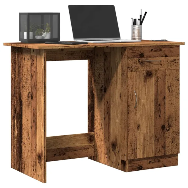 vidaXL Bureau 100x50x76 cm bewerkt hout oud houtkleurig bruin