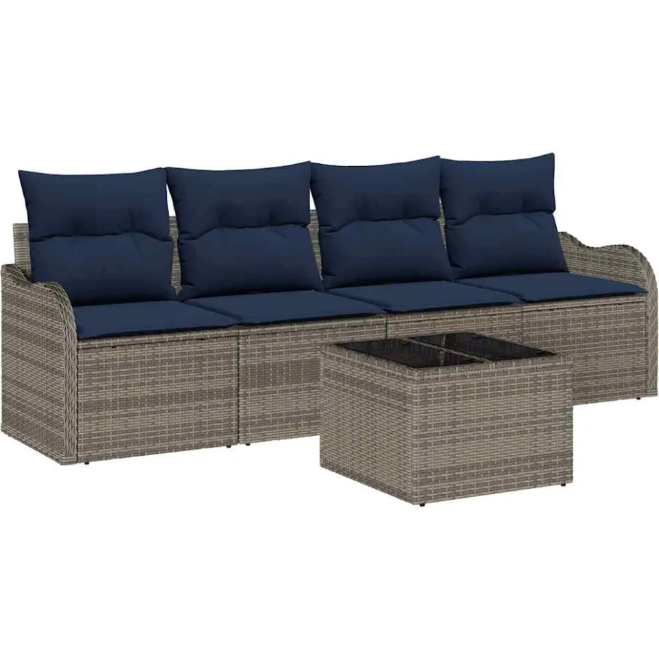 vidaXL Tuin Sofa Set 5 st Grijs poly rattan