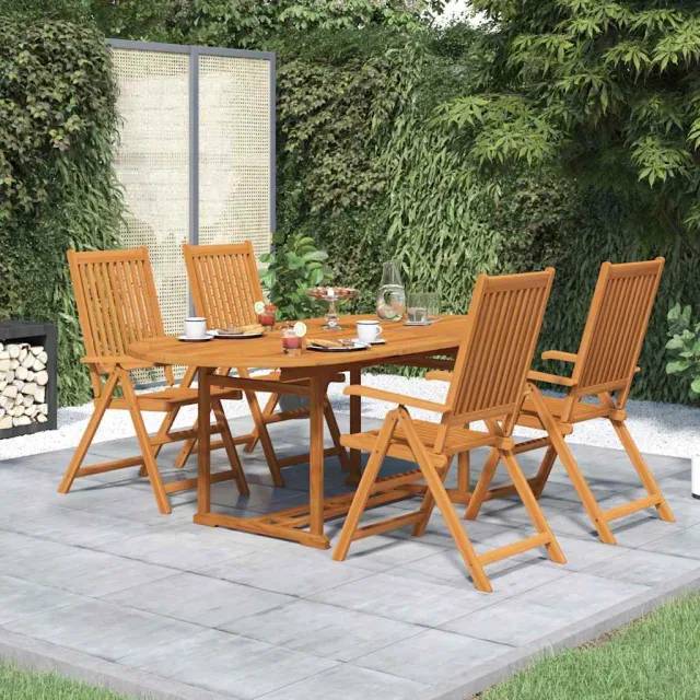 vidaXL 5-delige Tuinset massief acaciahout 150-200 cm bruin