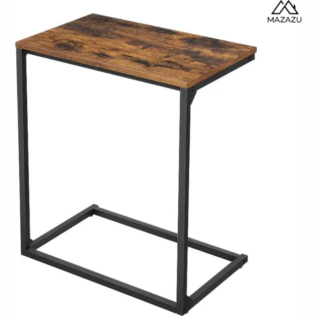 MAZAZU MIRA Home - Bijzettafel - Kleine salontafel - Spaanplaat en metaal - Bruin/Zwart - 55x35x66 cm