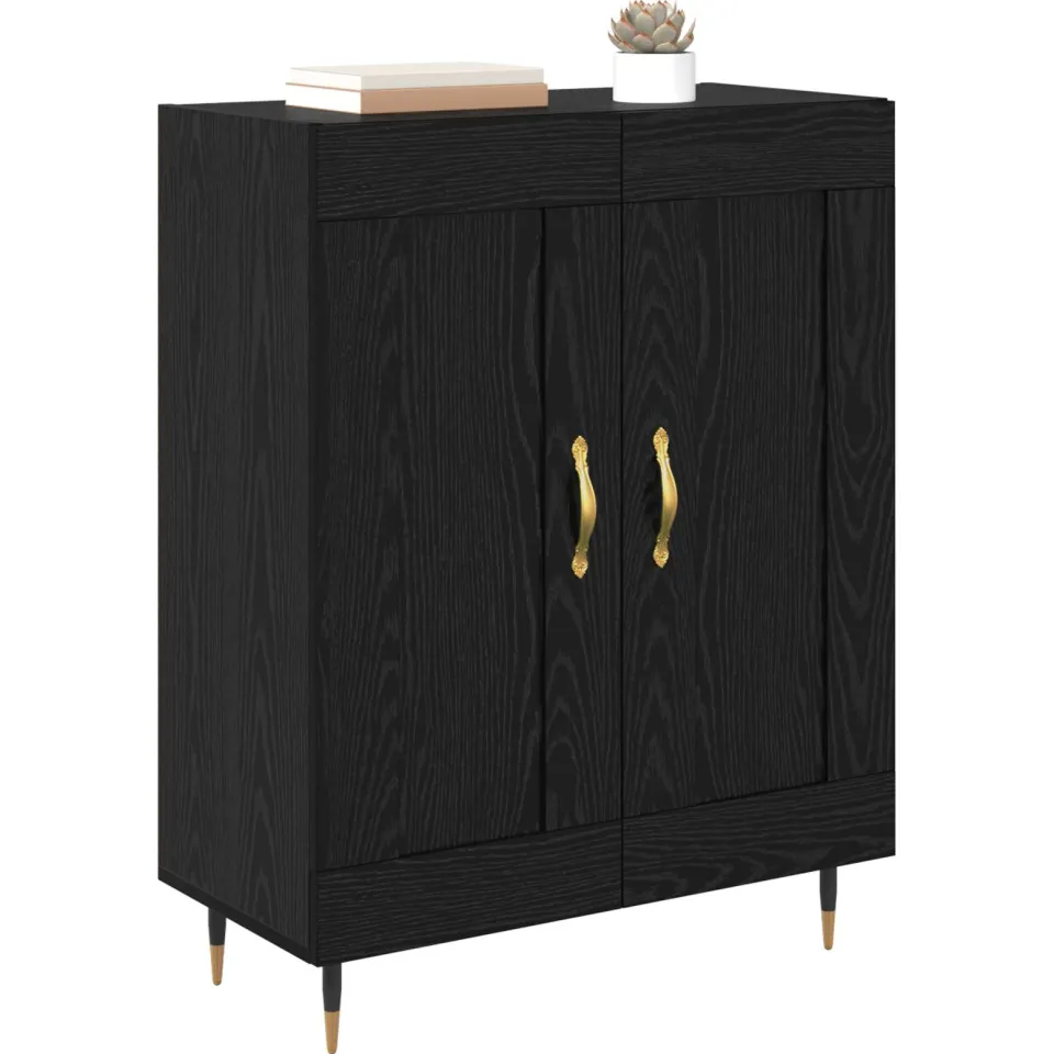 vidaXL Dressoir Zwart Eiken 69,5 x 34 x 90 cm Bewerkt hout