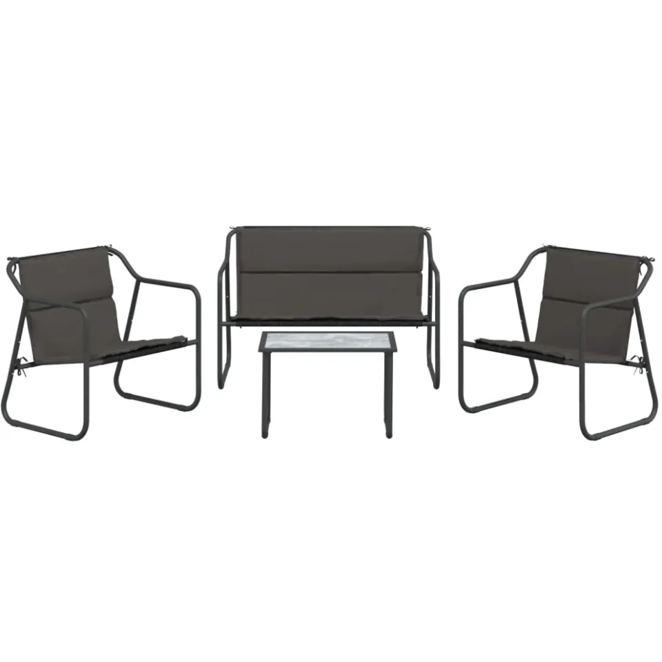 vidaXL 4-delige Loungeset met kussens staal antracietkleurig Anthraciet