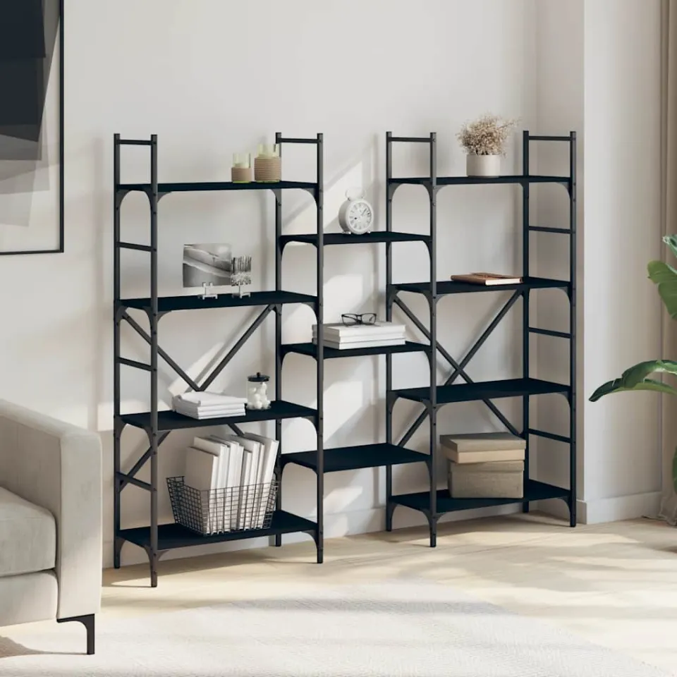 vidaXL Boekenkast 160x28,5x136,5 cm bewerkt hout zwart, foto 3