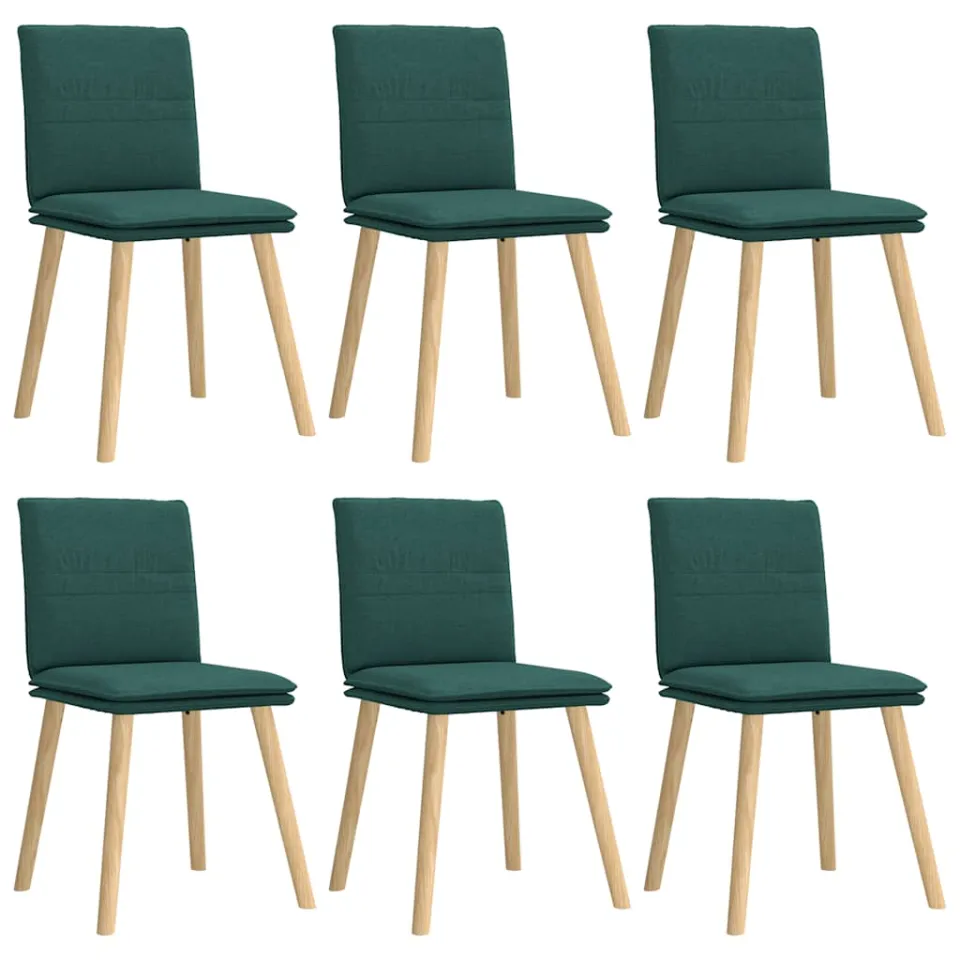 vidaXL Eetkamerstoelen 6 st stof donkergroen groen, foto 3