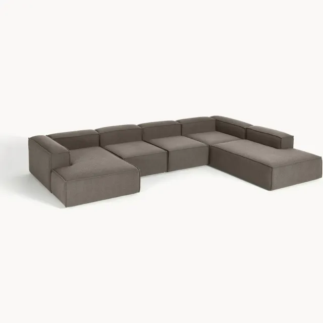 Westwing Collection Modulaire U-bank Lennon uit bouclé Taupe