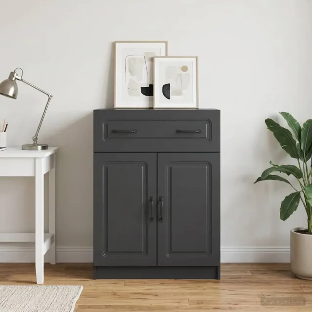 vidaXL Dressoir met lade Zwart 66 x 34,5 x 87 cm Bewerkt hout