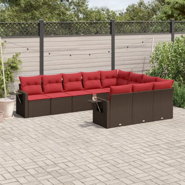 vidaXL 10-delige tuinbankset met kussens, bruin polyrotan, foto 2