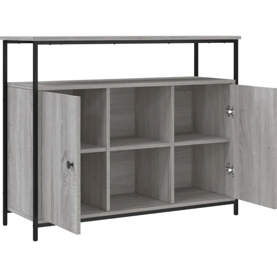 vidaXL Dressoir 100x35x80 cm bewerkt hout grijs sonoma