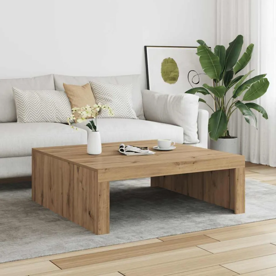 vidaXL Salontafel 100x100x35 cm bewerkt hout artisanaal eikenkleurig, foto 2