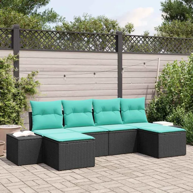 vidaXL Tuin Sofa Set 4 st Zwart en Turquoise poly rattan, foto 2
