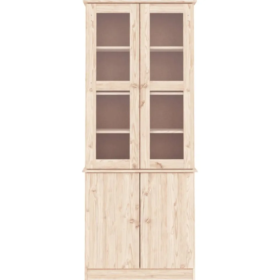 vidaXL Vitrinekast ALTA 77x35x186,5 cm massief grenenhout bruin